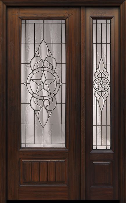 96" 1 Panel 3/4 Lite Brazos Mahogany Door /1side