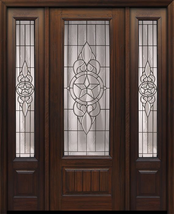 96" 1 Panel 3/4 Lite Brazos Mahogany Door /2side