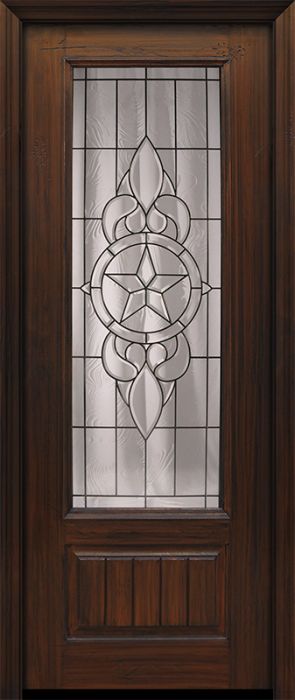 96" 1 Panel 3/4 Lite Brazos Mahogany/Alder Door
