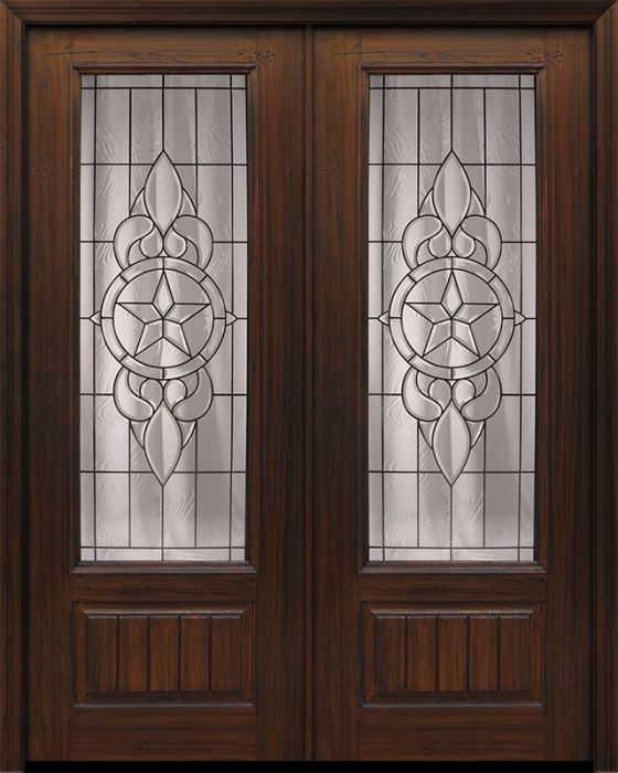96" Double 1 Panel 3/4 Lite Brazos Mahogany/Alder Door