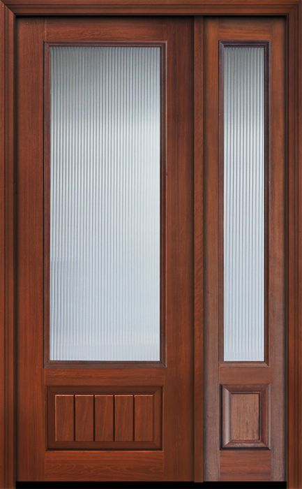 IMPACT | 96" 3/4 Lite Privacy Glass V-Grooved Panel Mahogany Door /1side