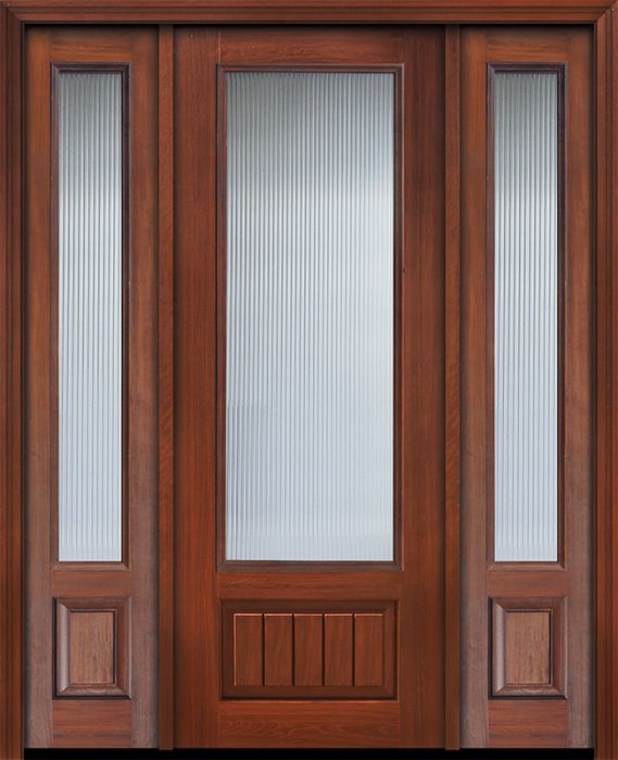 IMPACT | 96" 3/4 Lite Privacy Glass V-Grooved Panel Mahogany Door /2side