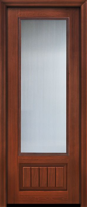 96" 3/4 Lite Privacy Glass V-Grooved Panel Mahogany/Alder Door