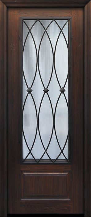 IMPACT | 96" 1 Panel 3/4 Lite La Salle Wrought Iron Mahogany/Alder Door