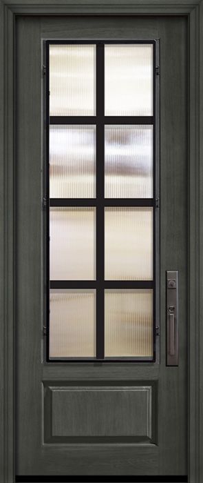 Pro 96" 1 Panel 3/4 Lite Minimal Steel Grille Mahogany Door