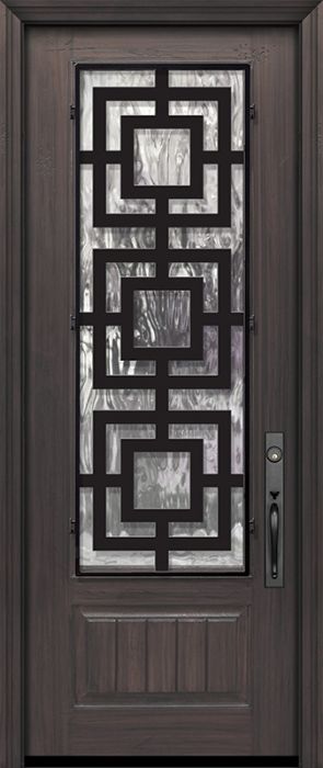 IMPACT | 96" 1 Panel 3/4 Lite Moderna Steel Grille Mahogany/Alder Door