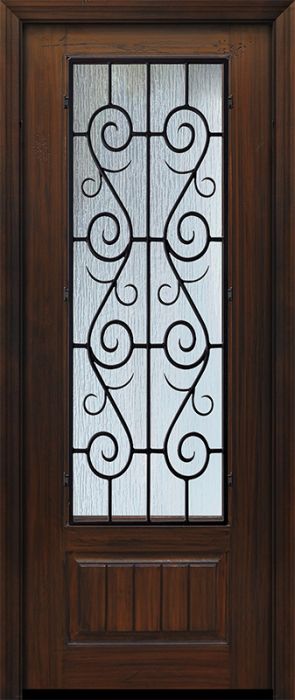 IMPACT | 96" 1 Panel 3/4 Lite St Charles  Wrought Iron Mahogany/Alder Door