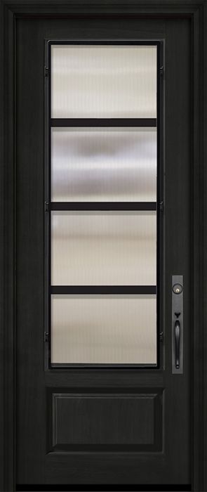 IMPACT | 96" 1 Panel 3/4 Lite Urban Steel Grille Mahogany/Alder Door