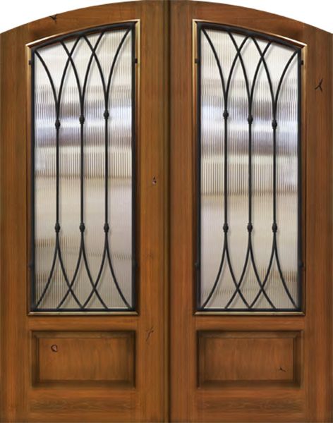IMPACT | 96" Double Arch Top Warwick Wrought Iron Mahogany/Alder Door