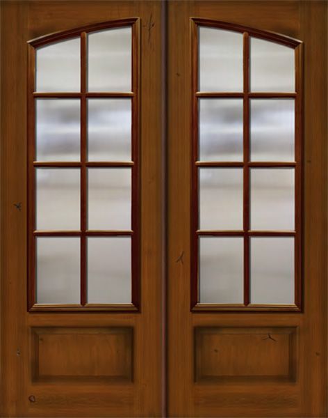96" Double Square Top Arch 8 Lite SDL Mahogany/Alder Door