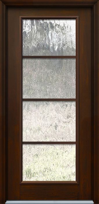 Pro 80" Full Lite 4 Lite Horizontal SDL Mahogany Fiberglass Single Door
