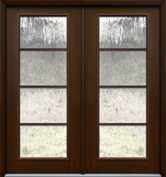 Pro 80" Full Lite 4 Lite Horizontal SDL Mahogany Fiberglass Double Door
