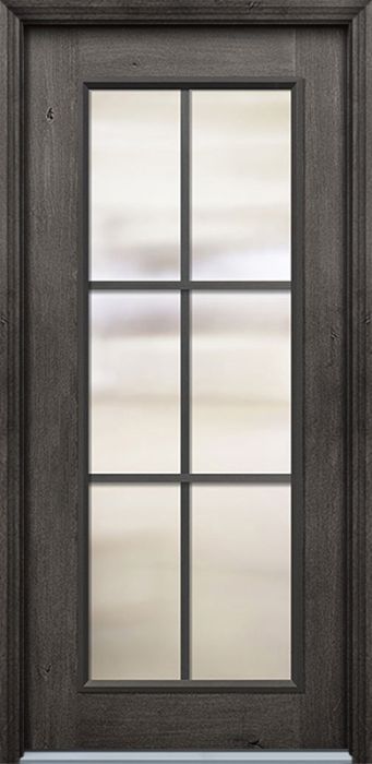 Pro 80" Full Lite 6 Lite SDL Mahogany Fiberglass Single Door