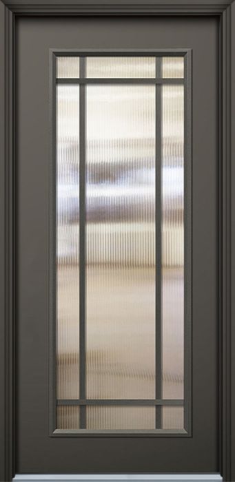 Pro 80" Full Lite 9 Lite SDL Prairie Mahogany Fiberglass Single Door