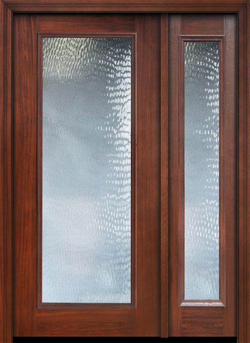 IMPACT | 80" Full Lite Privacy Glass Mahogany Door /1side
