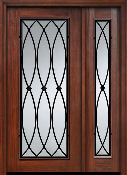 Pro 80" Full Lite La Salle Wrought Iron Cherry Door /1side