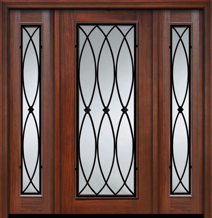 IMPACT | 80" Full Lite La Salle Wrought Iron Mahogany Door /2side