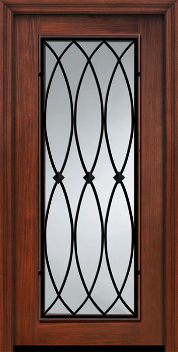 Pro 80" Full Lite La Salle Wrought Iron Mahogany Door