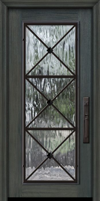 Pro 80" Full Lite Republic Wrought Iron Mahogany Door