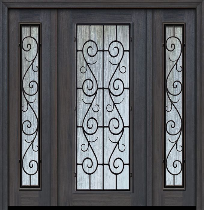 IMPACT | 80" Full Lite St Charles Wrought Iron Mahogany Door /2side