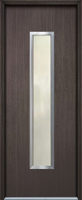 Pro 96" Malibu 1 Lite Contemporary Mahogany Fiberglass Single Door w/Aluminum Frame
