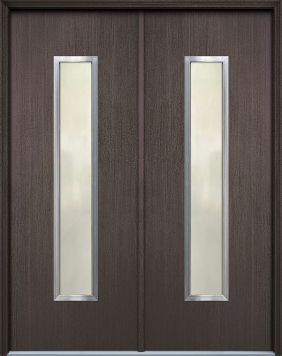 Pro 96" Malibu 1 Lite Contemporary Mahogany Fiberglass Double Door w/Aluminum Frame