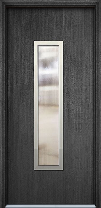 Pro 80" Malibu 1 Lite Contemporary Mahogany Fiberglass Single Door w/Aluminum Frame
