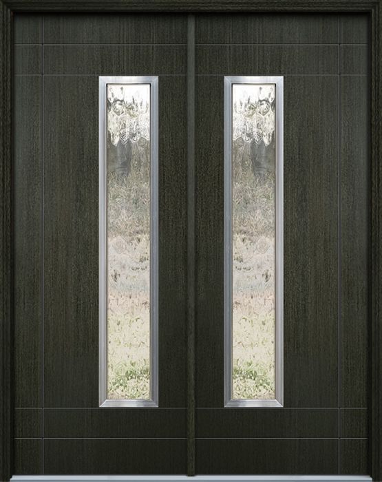 42" x 96" Santa Barbara 1 Lite Contemporary Mahogany Fiberglass Double Door w/Aluminum Frame