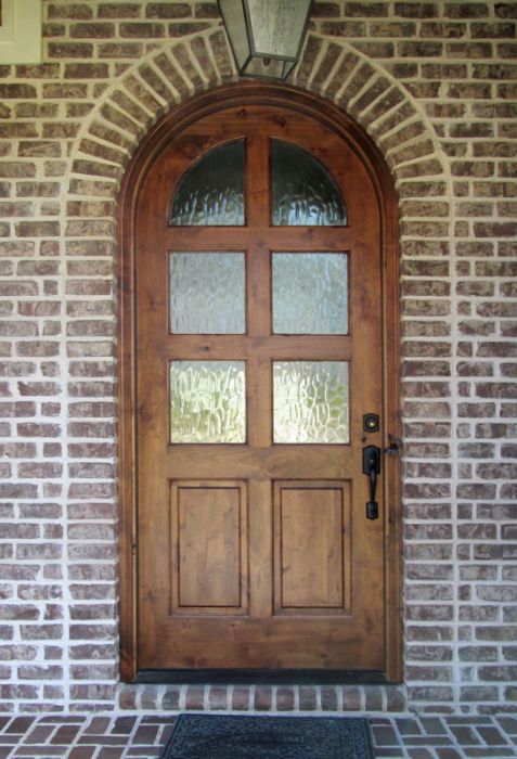 96" Knotty Alder Meadowlands 6 Lite Single Door/Round Top, 2-1/4" Thick
