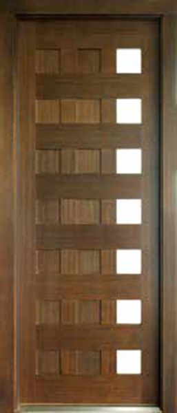 96" Mahogany Carlo Square 7 Lite TDL Contemporary Modern Single Door