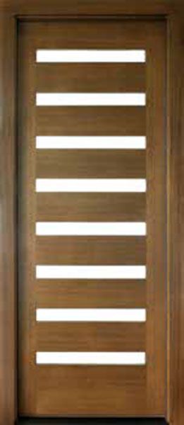 96" Mahogany Carlo Horizontal 8 Lite TDL Contemporary Modern Single Door