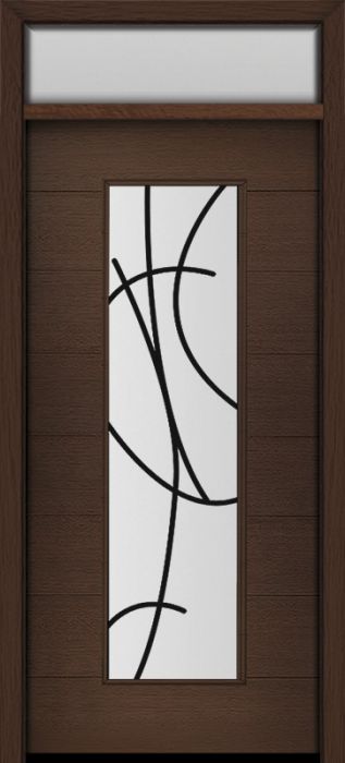 80" Mahogany Milan San Donato Center Contemporary Modern Single Door & Rec Transom