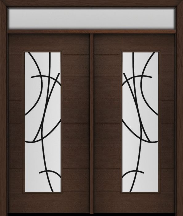 80" Mahogany Milan San Donato Contemporary Modern Double Door & Rec Transom