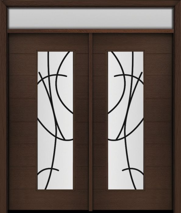 80" Mahogany Milan San Donato Contemporary Modern Double Door & Rec Transom