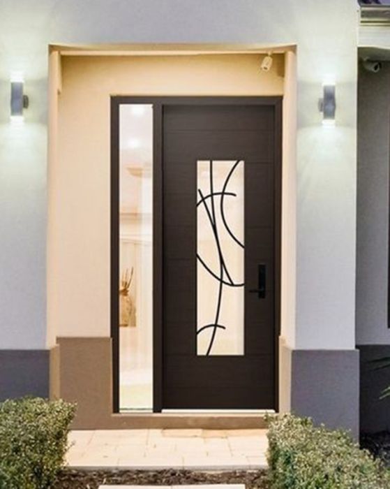 96" Mahogany Milan San Donato Contemporary Modern Single Door/Sidelite