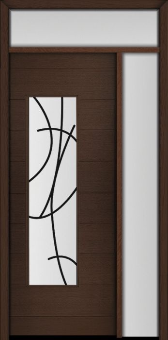 96" Mahogany Milan San Donato Contemporary Modern Single Door/Sidelite & Rec Transom