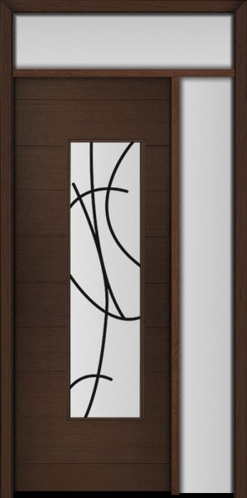 96" Mahogany Milan San Donato Contemporary Modern Single Door/Sidelite & Rec Transom