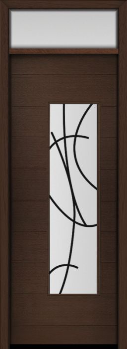 96" Mahogany Milan San Donato Contemporary Modern Single Door & Rec Transom