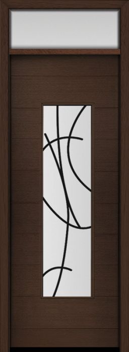 96" Mahogany Milan San Donato Center Contemporary Modern Single Door & Rec Transom