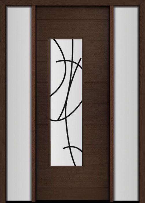 96" Mahogany Milan San Donato Contemporary Modern Single Door/2Sidelite