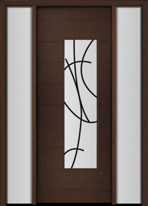 96" Mahogany Milan San Donato Contemporary Modern Single Door/2Sidelite