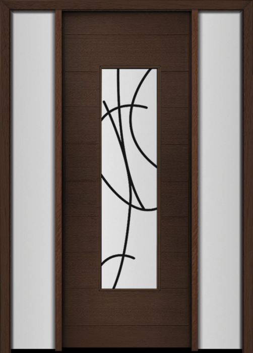 96" Mahogany Milan San Donato Center Contemporary Modern Single Door/2Sidelite
