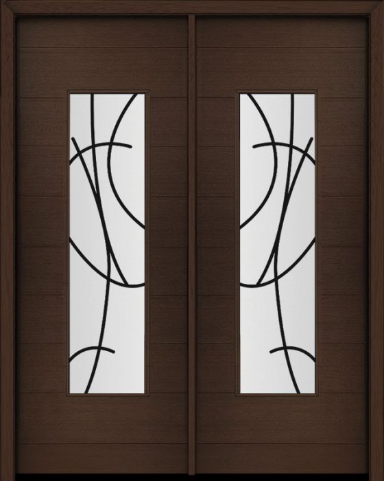 96" Mahogany Milan San Donato Center Contemporary Modern Double Door