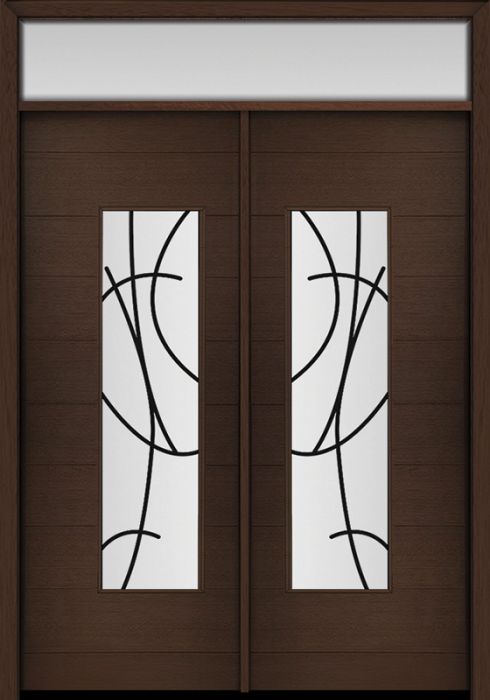 96" Mahogany Milan San Donato Contemporary Modern Double Door & Rec Transom