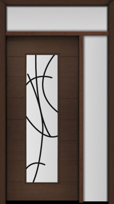 80" Mahogany Milan San Donato Center Contemporary Modern Single Door/Sidelite & Rec Transom