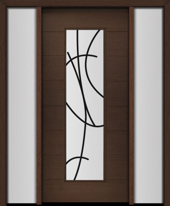80" Mahogany Milan San Donato Center Contemporary Modern Single Door/2Sidelite