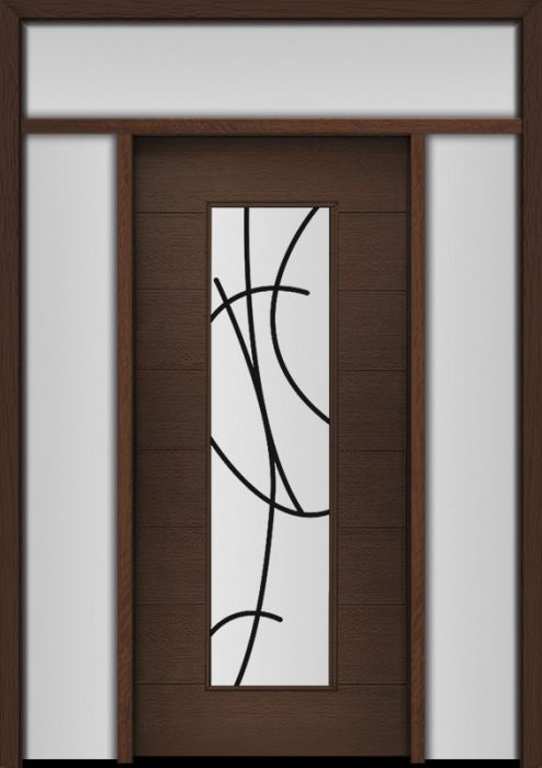 80" Mahogany Milan San Donato Center Contemporary Modern Single Door/2Sidelite & Rec Transom