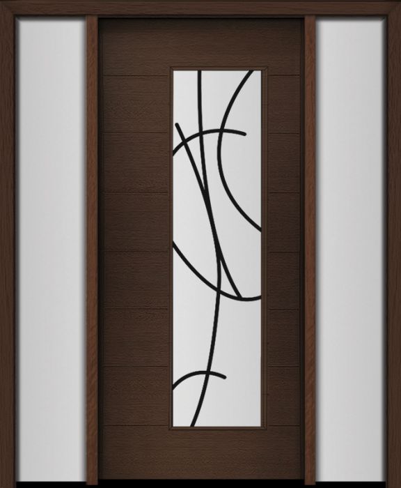 80" Mahogany Milan San Donato Contemporary Modern Single Door/2Sidelite