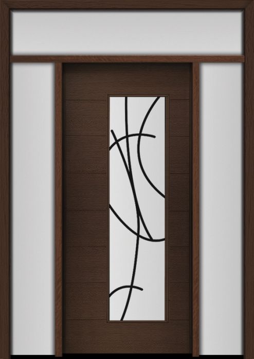 80" Mahogany Milan San Donato Contemporary Modern Single Door/2Sidelite & Rec Transom