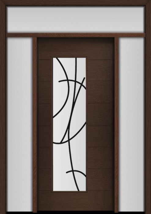 80" Mahogany Milan San Donato Contemporary Modern Single Door/2Sidelite & Rec Transom